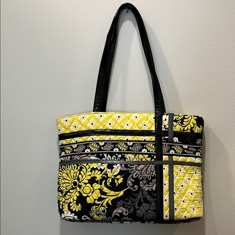 Floral Lime Green and Black Tote Bag
